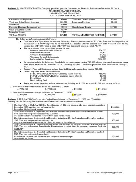 ReSA B45 FAR Final PB Exam Questions, Answers Solutions.